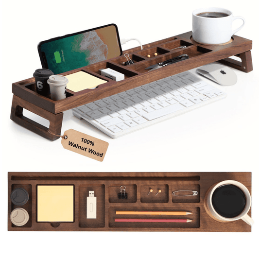 SmartHub Walnut Desk Organizer